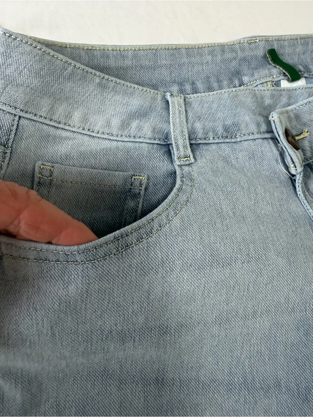 HALARA Light Blue Asymmetrical Wide-Leg Denim Jeans - Picture 2 of 14
